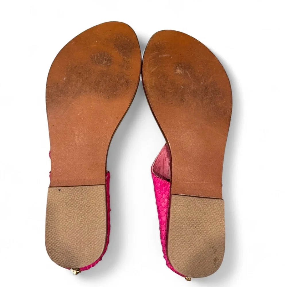 Custom-Made Genuine Python Snakeskin Sandals – Hot Pink – Size Approx. 8.5–9